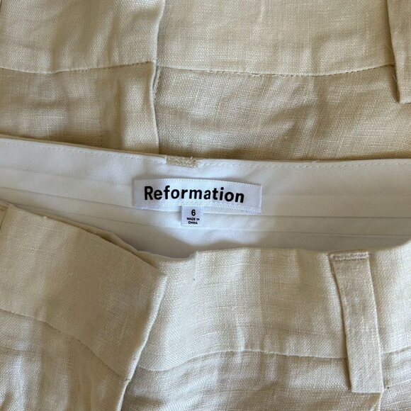 NEW Reformation Alex Linen Short Sz4/6 Sugar - Picture 4 of 8